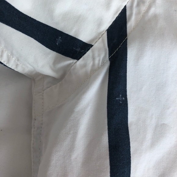 Tommy Hilfiger White Navy Stripe Button Shirt - Picture 8 of 11